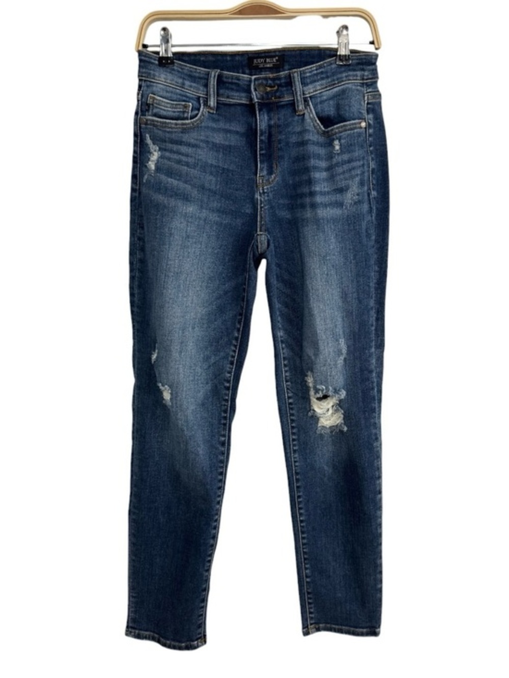 Judy Blue Distressed Slim Straight Jeans Women’s Size 5/ 27 Mid Rise Denim